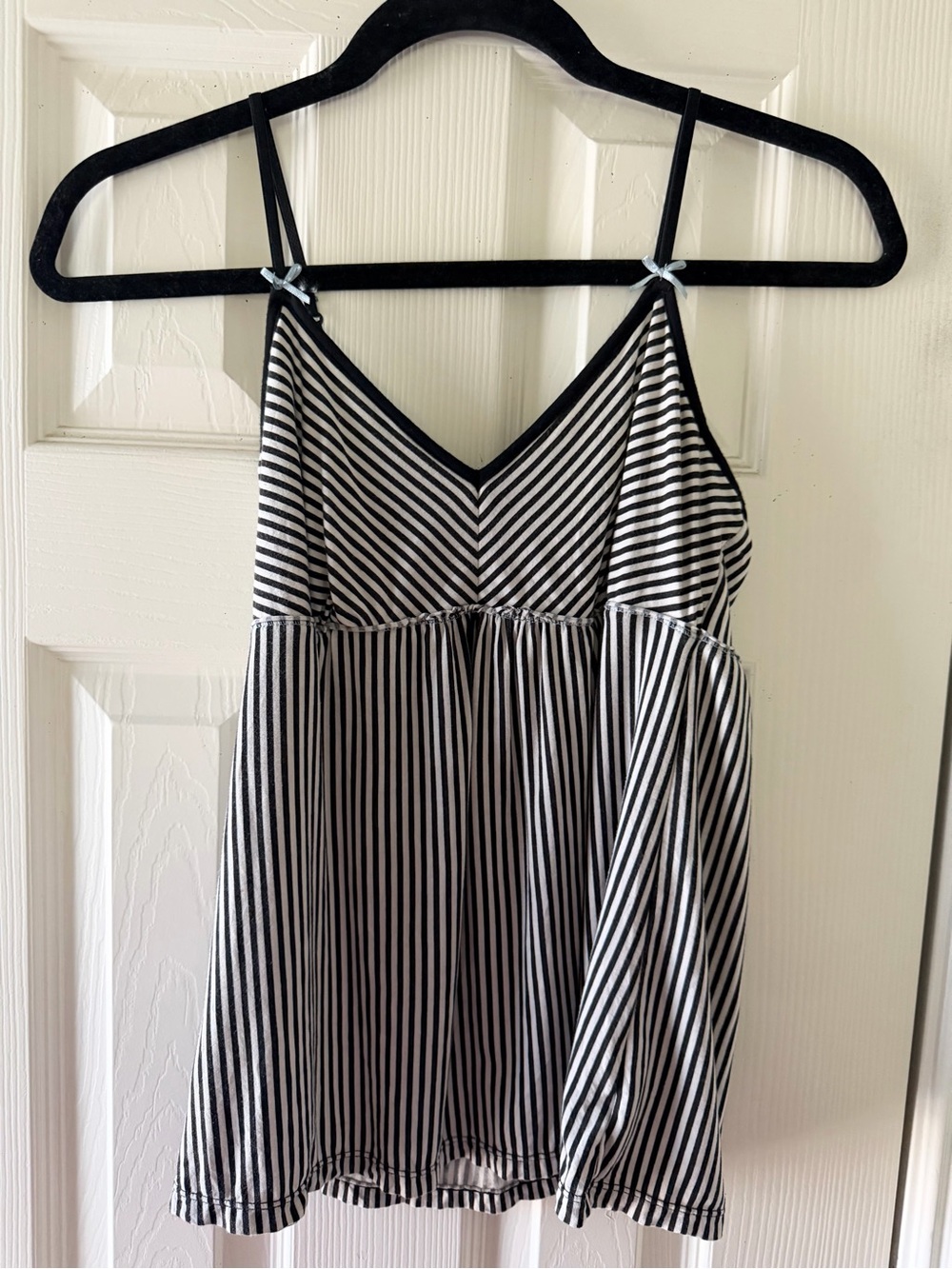 Black and White Striped Spaghetti Strap Babydoll top